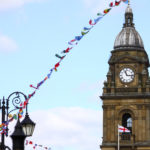 Clock tower and bunting