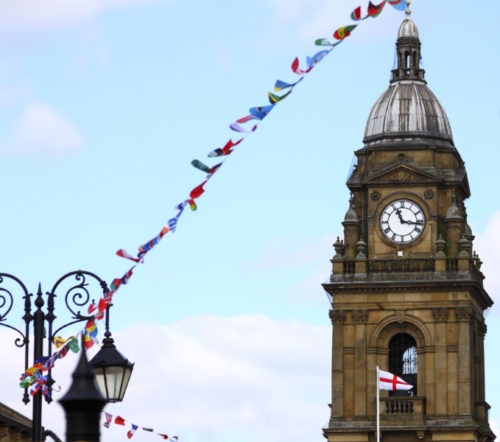 Clock tower and bunting