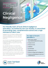 Clinical Negligence Information Sheet
