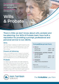 Wills & Probate Information Sheet