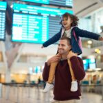 Father and daughter at the airport